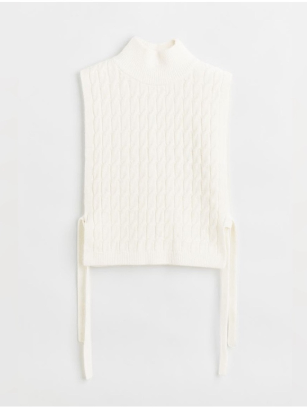 H&M White Cable Knit Sleeveless Turtleneck Vest with Side Ties